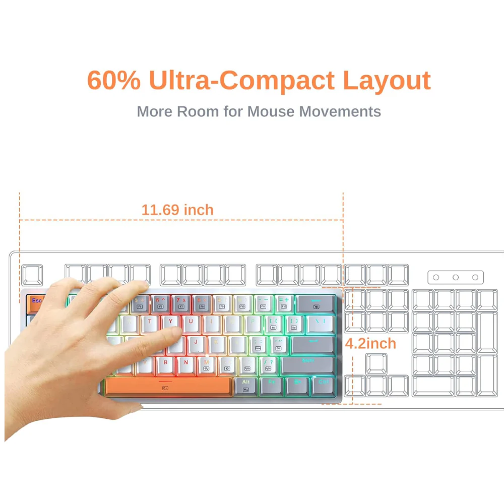 Redragon K642 WHITE GO AKALI 60% RGB Mechanical Keyboard Redragon K642 WHITE GO AKALI 60% RGB Mechanical Keyboard